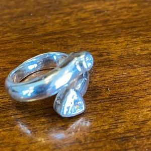 Sterling Silver Bypass Ring with Two Stones